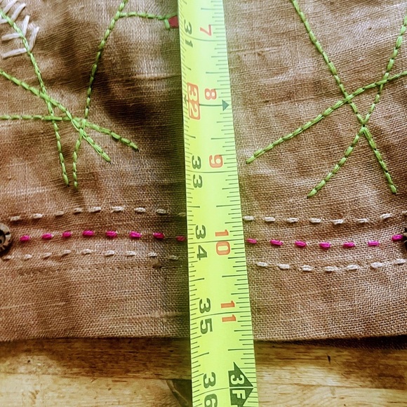 Carol Anderson Vintage linen Dress size Medium Brown Embroidered - Picture 9 of 11